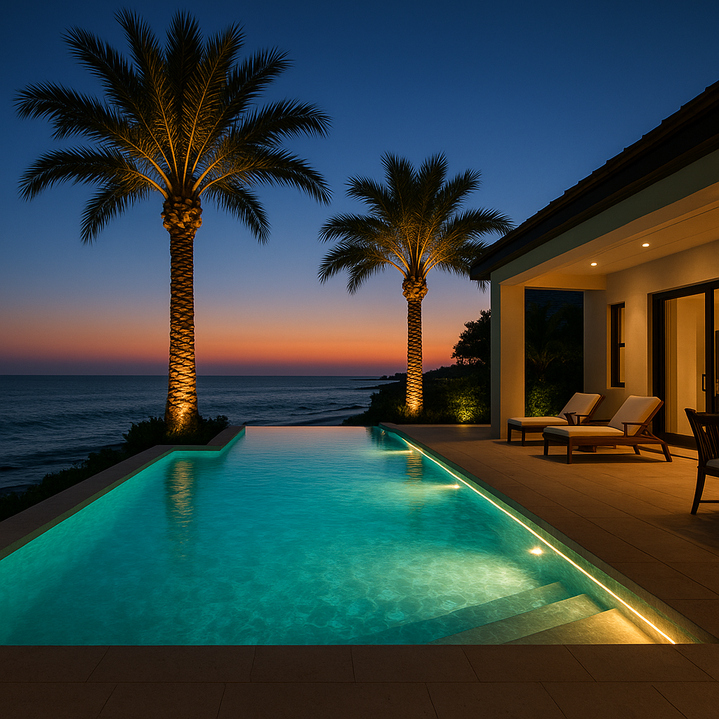 Beachfront Villa at Twilight